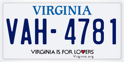VA license plate VAH4781