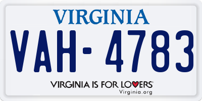 VA license plate VAH4783