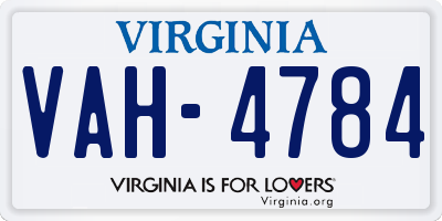 VA license plate VAH4784