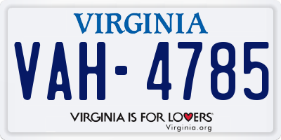 VA license plate VAH4785