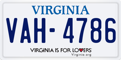 VA license plate VAH4786