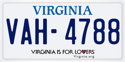 VA license plate VAH4788