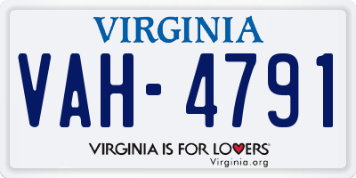VA license plate VAH4791
