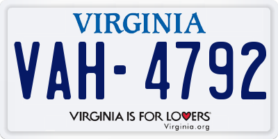 VA license plate VAH4792