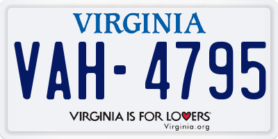 VA license plate VAH4795