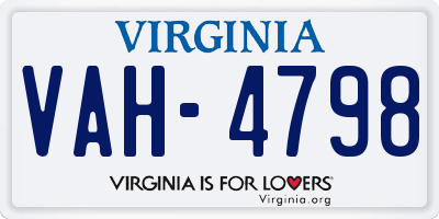 VA license plate VAH4798