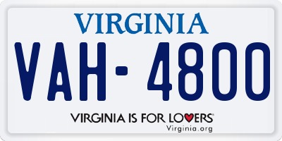 VA license plate VAH4800