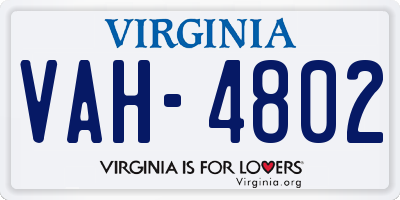 VA license plate VAH4802