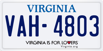 VA license plate VAH4803