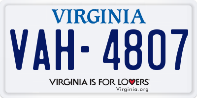 VA license plate VAH4807
