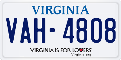 VA license plate VAH4808