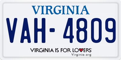VA license plate VAH4809