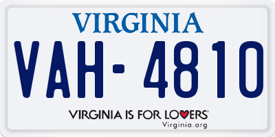 VA license plate VAH4810