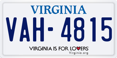 VA license plate VAH4815