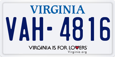 VA license plate VAH4816