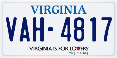 VA license plate VAH4817