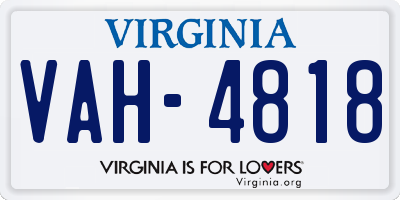 VA license plate VAH4818