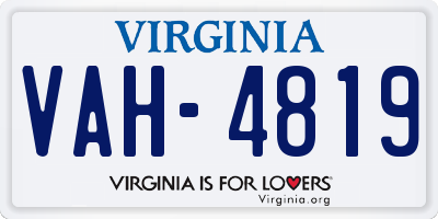VA license plate VAH4819