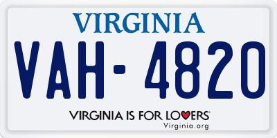 VA license plate VAH4820