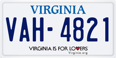VA license plate VAH4821