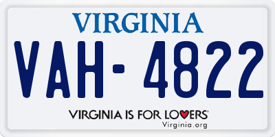VA license plate VAH4822
