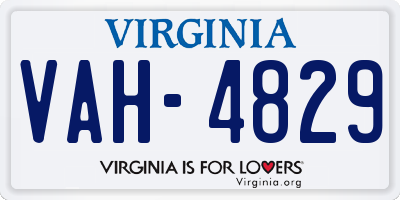 VA license plate VAH4829