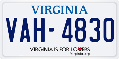 VA license plate VAH4830