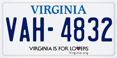 VA license plate VAH4832