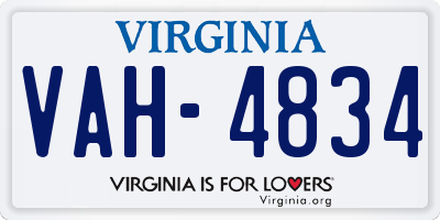 VA license plate VAH4834