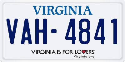 VA license plate VAH4841