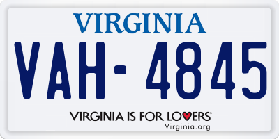 VA license plate VAH4845