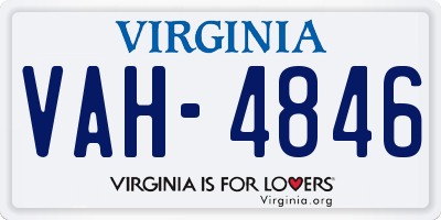 VA license plate VAH4846