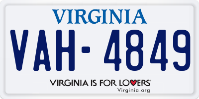 VA license plate VAH4849