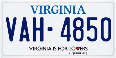 VA license plate VAH4850