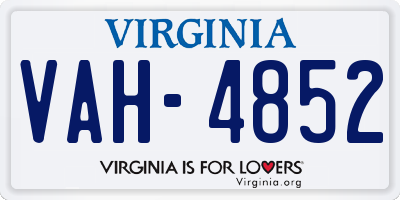 VA license plate VAH4852