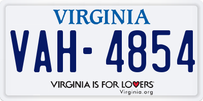VA license plate VAH4854