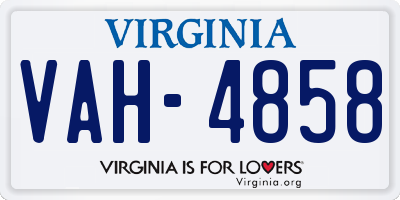 VA license plate VAH4858