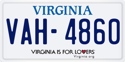 VA license plate VAH4860