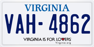 VA license plate VAH4862