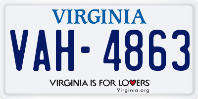 VA license plate VAH4863