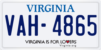 VA license plate VAH4865