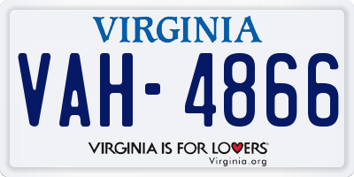 VA license plate VAH4866