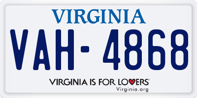 VA license plate VAH4868