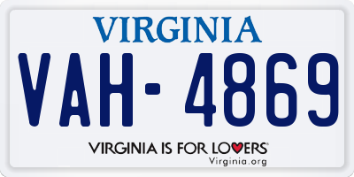 VA license plate VAH4869