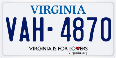 VA license plate VAH4870