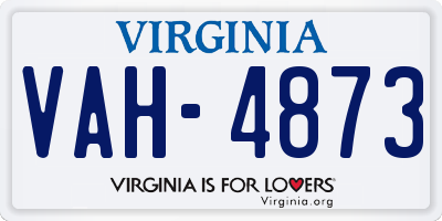 VA license plate VAH4873