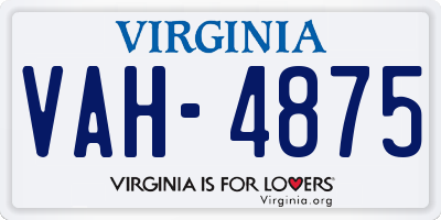 VA license plate VAH4875