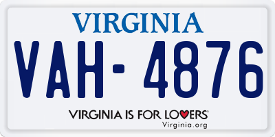 VA license plate VAH4876