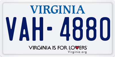 VA license plate VAH4880