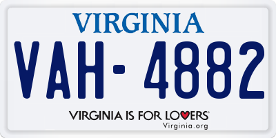 VA license plate VAH4882